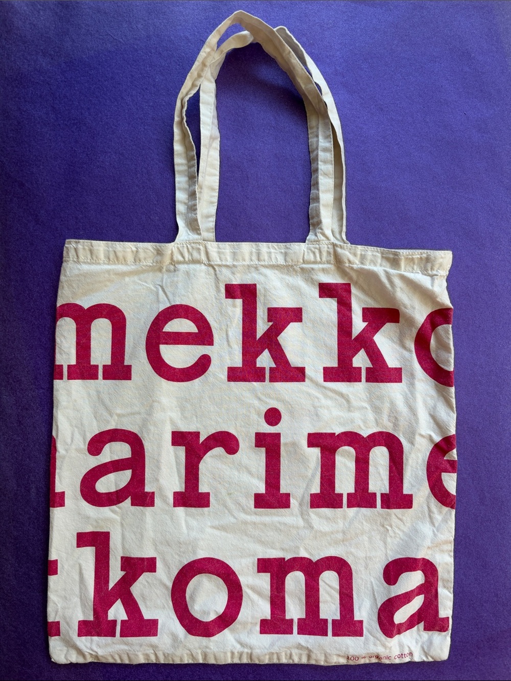 Marimekko Cotton Tote with Magenta Logo Print
